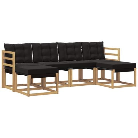 Set di divani da esterno con cuscino 6 pcs Bianco e Nero - Foto 1