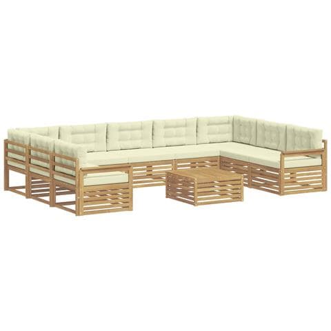 Set di divani da esterno con cuscino 10 pcs Bianco e Crema - Foto 1