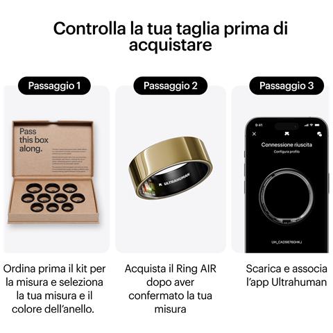 Ring AIR - Monitor del sonno e dell'attività fisica, anello intelligente per uomo e donna, nessuna spesa per l'app per le funzioni standard, durata della batteria fino a 6 giorni (taglia 6) - Foto 2