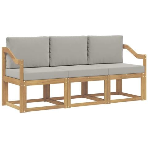 Set di divani da esterno 3 pcs Bianco e Grigio Chiaro - Foto 1