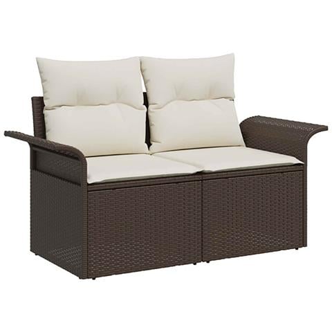 Set di divani 6 pz 4-Numero di posti Marrone e Bianco Crema - Foto 10