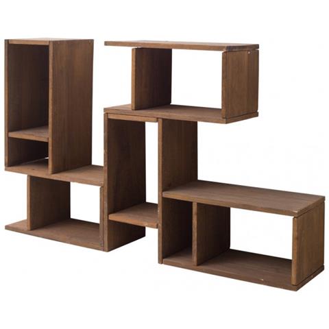 Mobiletto Scaffale Legno Marrone Stile Moderno Salotto Ufficio - Foto 2