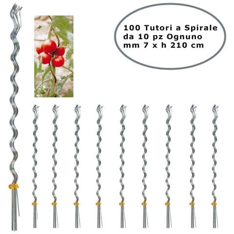 Tutori A Spirale Per Pomodori In Acciaio Zincato Confezione Da 100 Pezzi 7 Mm X 210 Cm - Foto 2