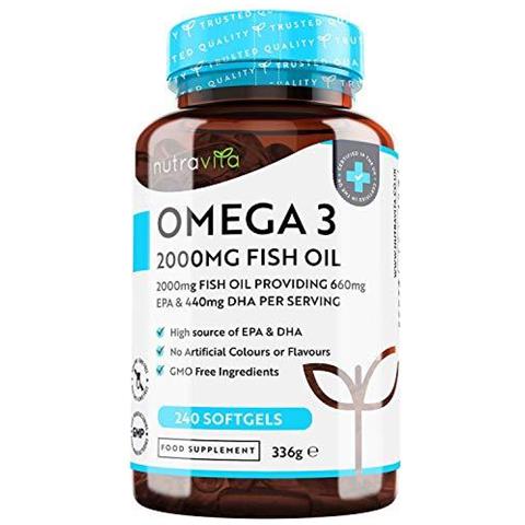 Omega 3 Puro Olio Di Pesce 2000mg - 660mg Epa E Dha 440mg Per Dose Giornaliero - 240 Softgel Capsule - 4 Mesi Di Fornitura - Per Il Mantenimento Della Normale Funzione Del Cuore E Del Cervello - Made In Uk Da - Foto 1