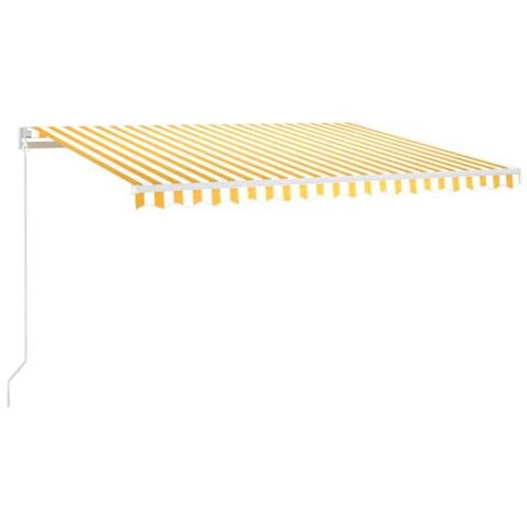 Tenda da Sole Retrattile Manuale LED 400x350 cm Giallo Bianco - Foto 1