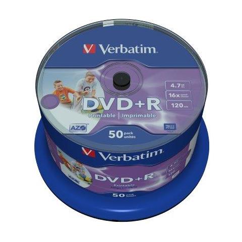 43512 47 Gb 16x Ampio Inkjet Printable Dvd R - 50 Pack Spindle - Foto 1