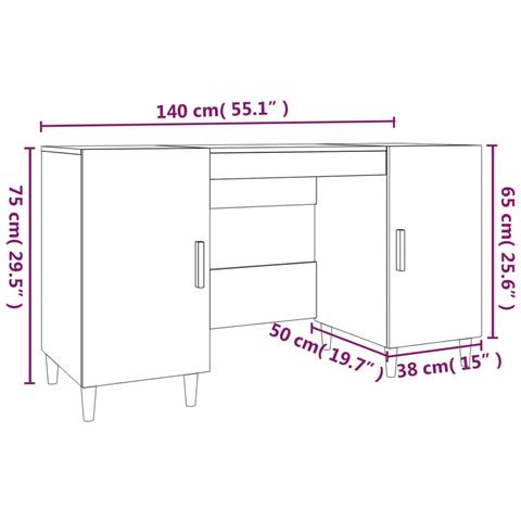 Scrivania Rovere Sonoma 140x50x75 Cm In Legno Multistrato - Foto 2