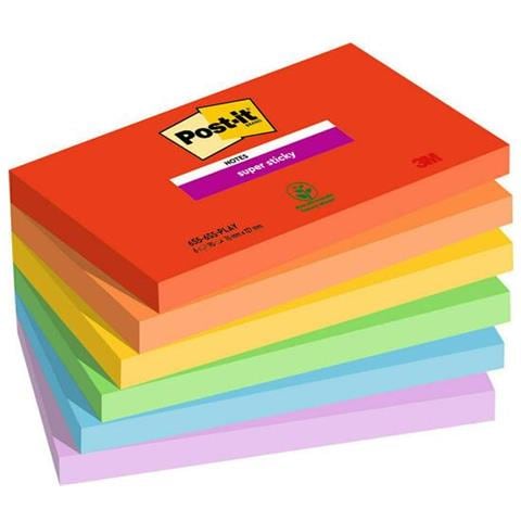 Post-it Super Sticky Playful Blocchetto 90 Fogli 76x127 Mm Colori Assortiti Conf 6 Pz. - Foto 1