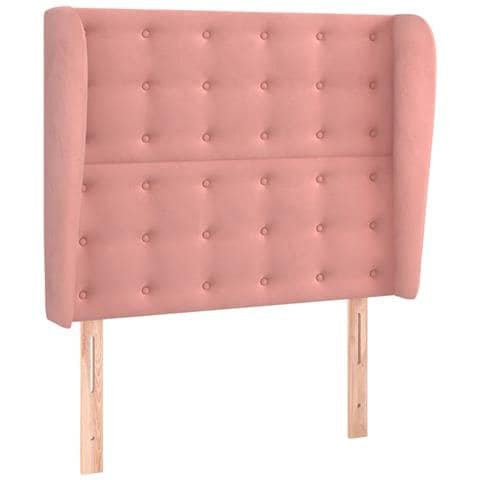 Testiera Ad Orecchio Rosa 103x23x118/128 Cm In Velluto - Foto 1