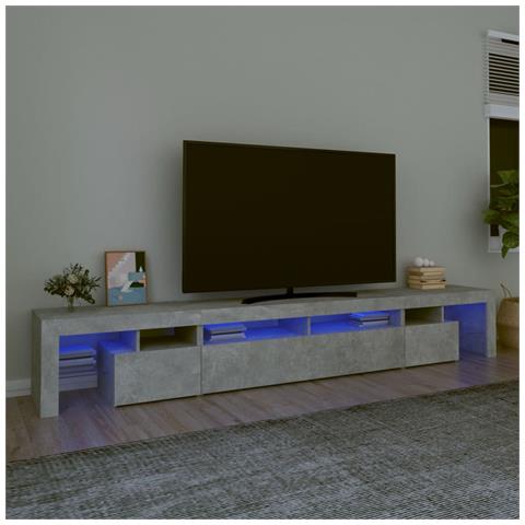 Mobile Porta Tv Con Luci Led Grigio Cemento 260x36,5x40 Cm - Foto 10