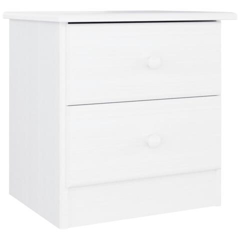 Comodino ALTA Bianco 41x35x41 cm in Legno Massello di Pino - Foto 1