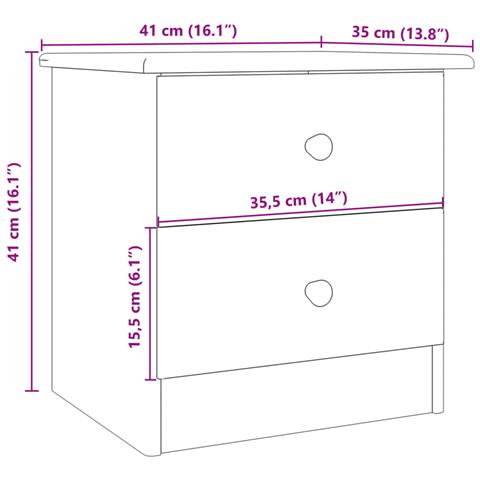 Comodino ALTA Bianco 41x35x41 cm in Legno Massello di Pino - Foto 2
