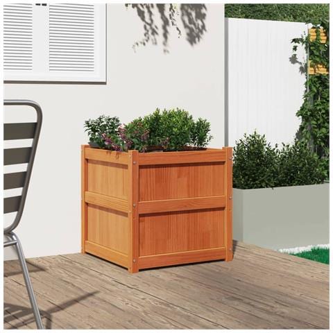 Fioriera Giardino Marrone Cera 60x60x60 Cm Legno Massello Pino - Foto 2