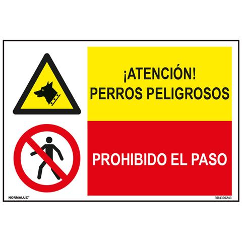 Insegna Perros Peligrosos / Prohibido El Paso 60 X 40 Cm - Foto 1