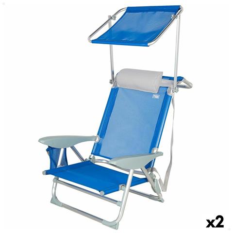 Sedia Da Spiaggia Aktive Azzurro 47 X 67 X 43 Cm (2 Unità) - Foto 1
