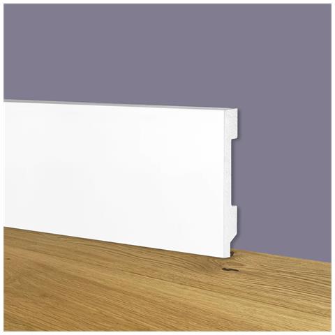 Battiscopa Zoccolino Bianco Squadrato Passacavo 70x15x2000mm In Polimeri - Polistrutturato - Foto 1
