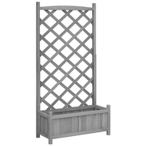 Fioriera con Traliccio Grigia in Legno Massello di Abete Dimensioni: 75 x 35 x 150 cm - Foto 1
