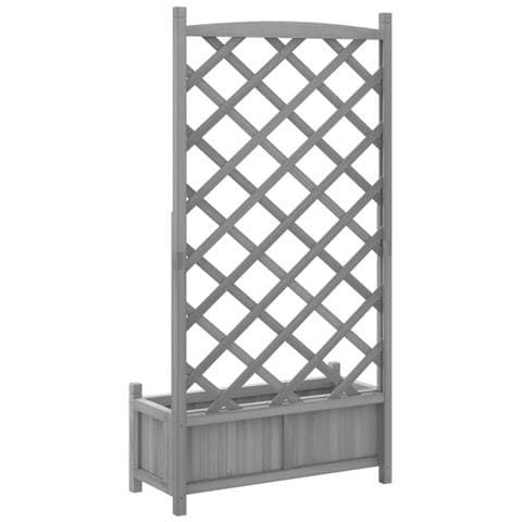 Fioriera con Traliccio Grigia in Legno Massello di Abete Dimensioni: 75 x 35 x 150 cm - Foto 2