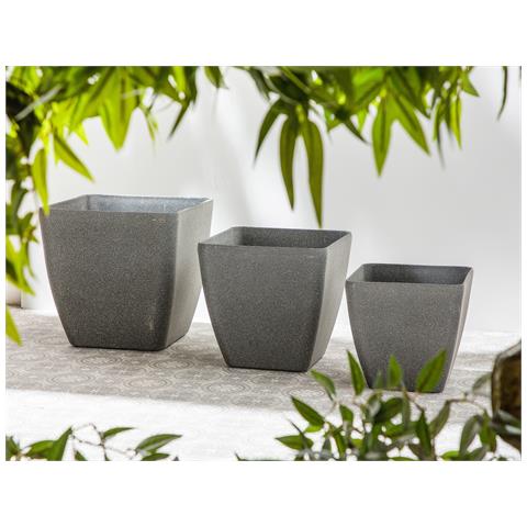 Set Di 2 Vasi Polvere Di Pietra Grigio Scuro 34 X 34 X 34 Cm Zeli - Foto 1