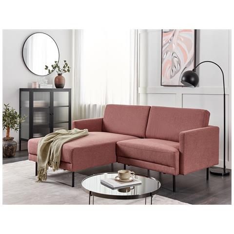 Divano Angolare 2 Posti Breda Tessuto Rosa Lato Destro - Foto 1