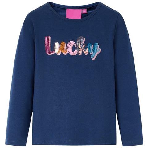 Maglietta Da Bambina Maniche Lunghe Blu Marino 140 - Foto 1