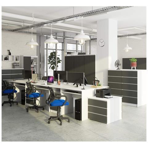 Scrivania CLP, 3 cassetti, 135x60x77 cm, Colore Bianco e Grigio Grafite - Foto 5