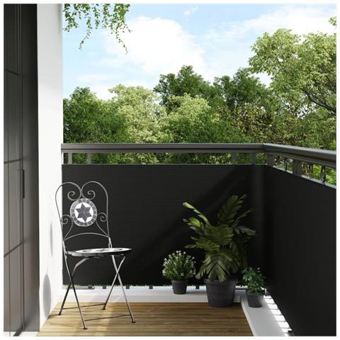 Paravento Da Balcone Nero 600x100 Cm In Polyrattan - Foto 2