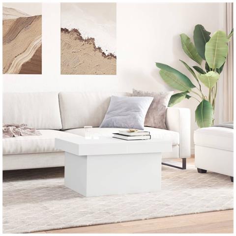 Tavolino Da Salotto Bianco 100x55x40 Cm In Legno Multistrato - Foto 3