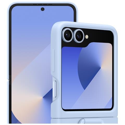 Cover Originale Galaxy Z Flip6 Con Anello Silicone Sottile, Celeste - Foto 2