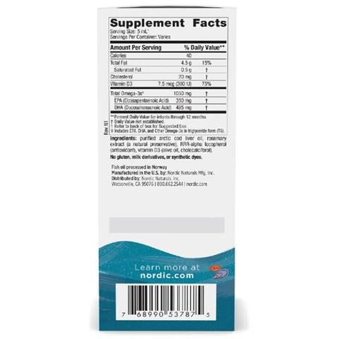 Baby's Dha Con Vitamina D3 2 Fl Oz (60 Ml) Nordic Naturals - Foto 2
