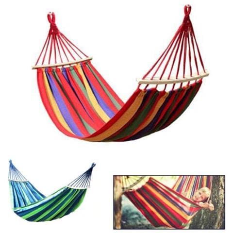 Amaca Da Giardino In Legno Singola Colorata Sacca Cotone Campeggio Tenda Tessuto - Foto 1