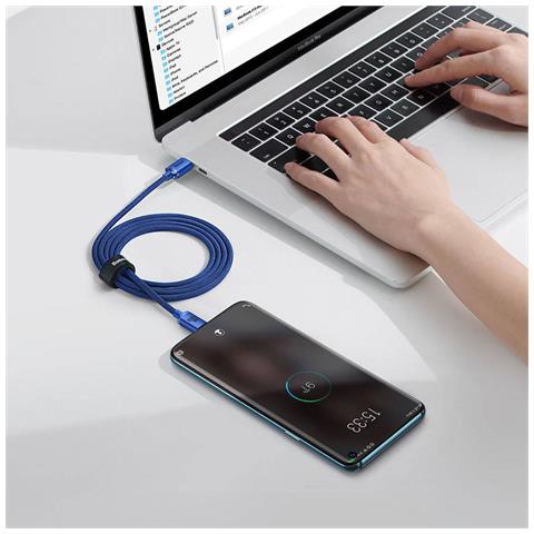 Cavo Di Ricarica E Sincronizzazione Da Usb-c A Usb-c 100w Crystal Shine 1,2 M, Blu - Foto 5