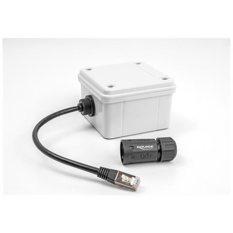 Cavo da RJ45 maschio a RJ45 femmina Cat. 6A da incasso con filettatura M20 e custodia IP68 antipolvere e impermeabile 25 cm nero - Foto 2