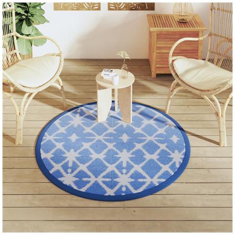Tappeto Da Esterno Arakil Blu E Bianco 120 Cm In Pp - Foto 3