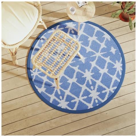 Tappeto Da Esterno Arakil Blu E Bianco 120 Cm In Pp - Foto 1