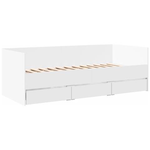 Divano Letto Con Cassetti Senza Materasso Bianco 90x190 Cm - Foto 3