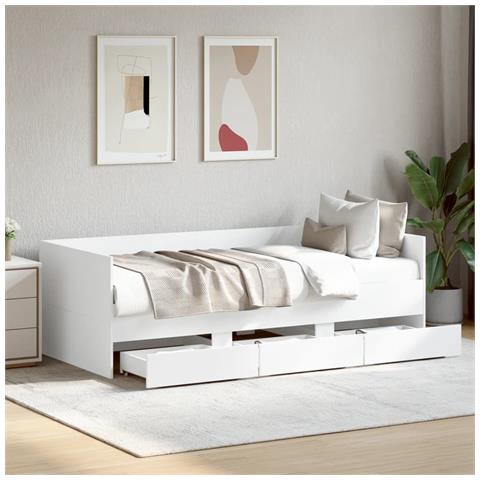 Divano Letto Con Cassetti Senza Materasso Bianco 90x190 Cm - Foto 1