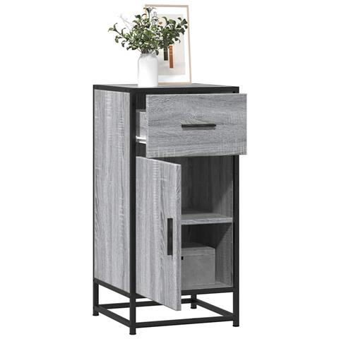 Credenza Grigio Sonoma 35,5x35x76 Cm In Truciolato E Metallo - Foto 1
