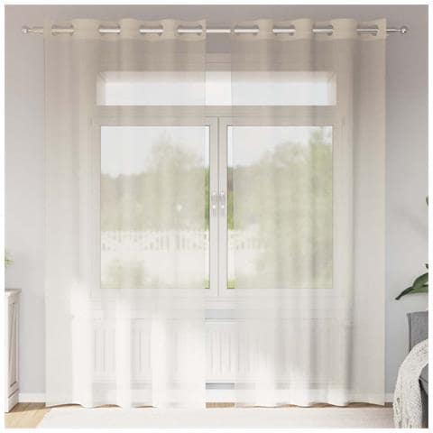 Tende In Voile Con Occhielli 2 Pz Crema 140x225 Cm - Foto 1