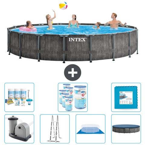 Piscina Fuori Terra - In Giro - 549x549x122 Cm - Grigio - Include Accessori Coordinati Cb42 - Foto 1