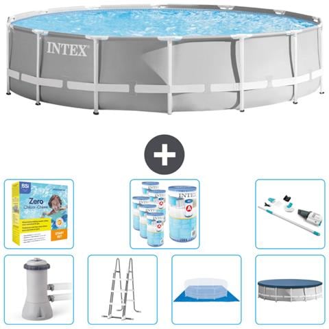 Piscina Fuori Terra - In Giro - 427x427x107 Cm - Grigio - Include Accessori Coordinati Cb51 - Foto 1