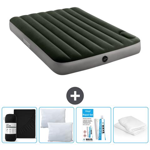 Set Materassino Gonfiabile - 191x137x25 Cm - Verde - Include Accessori Coordinati - Foto 1