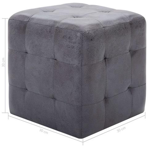 Pouf 2 Pz Grigio 30x30x30 Cm In Similpelle Scamosciata - Foto 6