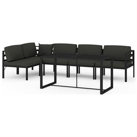 Lusso Casadino - Set Divani Da Giardino 6 Pz Con Cuscini In Alluminio Antracite - Foto 1