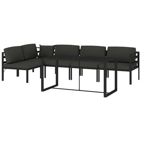 Lusso Casadino - Set Divani Da Giardino 6 Pz Con Cuscini In Alluminio Antracite - Foto 2