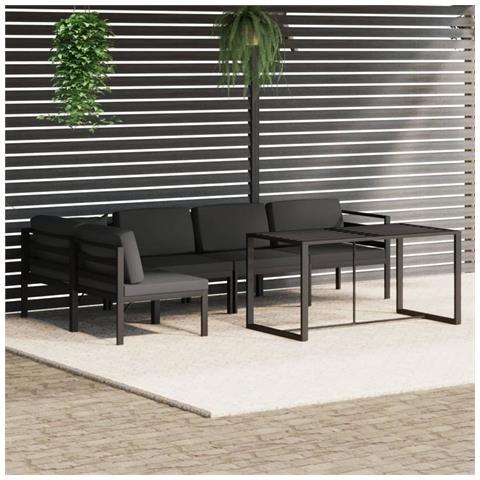 Lusso Casadino - Set Divani Da Giardino 6 Pz Con Cuscini In Alluminio Antracite - Foto 8