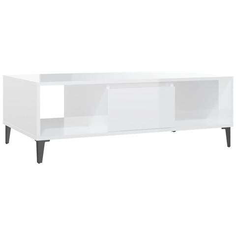 Lusso Casadino -  Tavolino Salotto Bianco Lucido 103,5x60x35 Cm Legno Multistrato - Foto 1