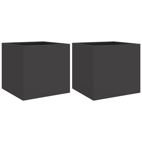 Lusso Casadino -  Fioriere 2 Pz Nere 32x30x29 Cm In Acciaio - Foto 1