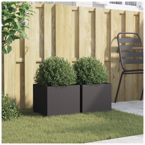 Lusso Casadino -  Fioriere 2 Pz Nere 32x30x29 Cm In Acciaio - Foto 2
