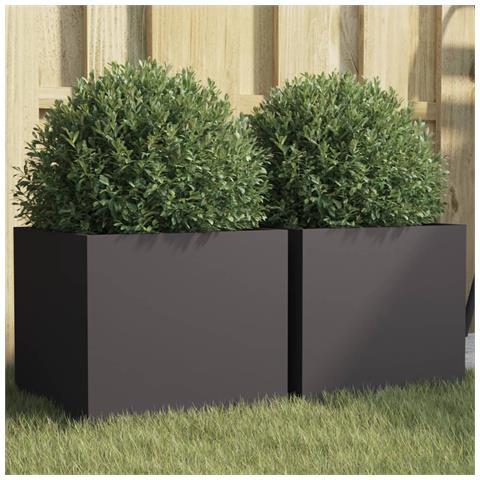 Lusso Casadino -  Fioriere 2 Pz Nere 32x30x29 Cm In Acciaio - Foto 8